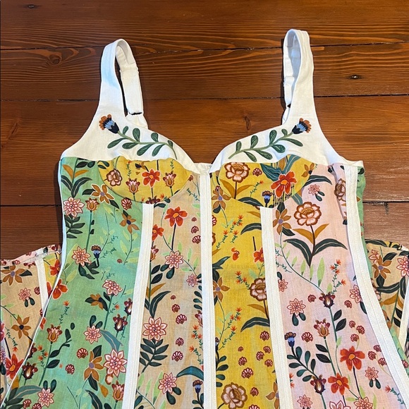 NWOT - Christian Lacroix - Floral Embroidered Strapless Linen Maxi Dress- Size 8 - Picture 4 of 12